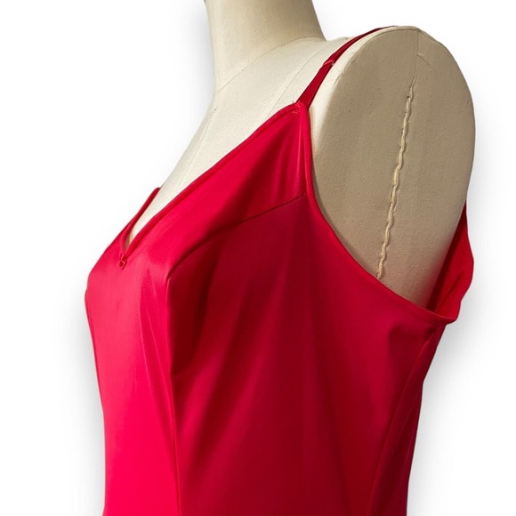 Vintage RARE Van Raalte Nylon Red Slip Dress Opaque Pleated Hem Lingerie Small - Picture 2 of 8